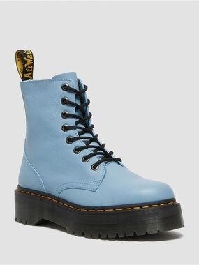 Dr Marten Jadon Light Blue Leather Platform Lace-Up Boot